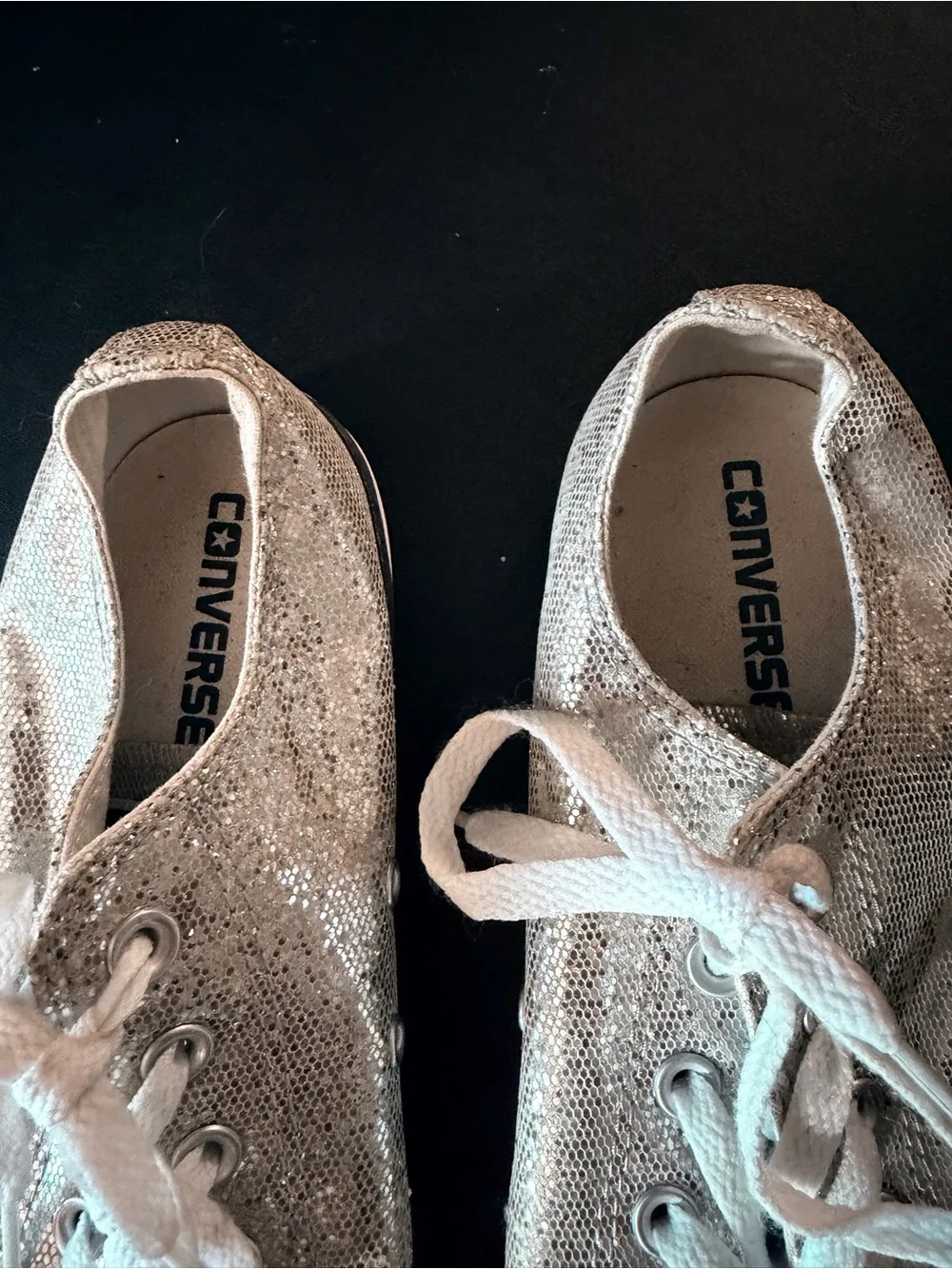Converse all stars Silver Glitter Low-Top Lace-Up Sneakers - Picture 3 of 5